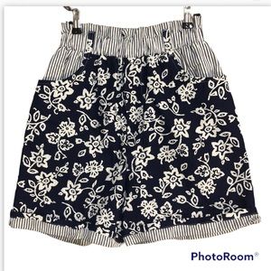 Vintage 80s striped floral mixed pattern super high waisted shorts